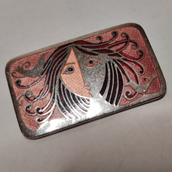 Vintage Art Nouveau Revival De Passille Sylvestre Enamel Brooch - Picture 10 of 11